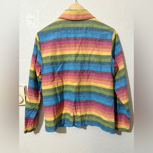 Coldwater Creek Rainbow Striped Linen Blend Shirt Jacket Small - Picture 2 of 6